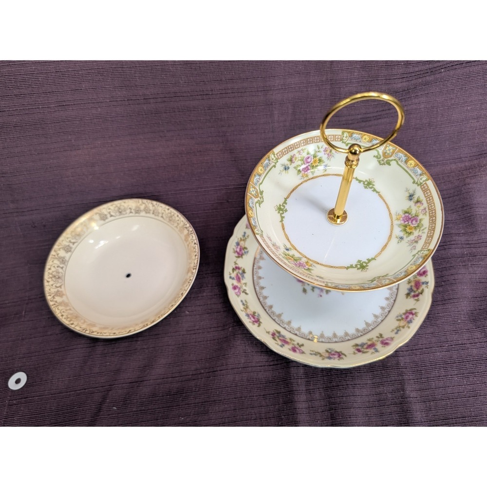 China plate and Bowl 3/2 tier serving tray set - Handmade in Montana ! - Picture 13 of 16